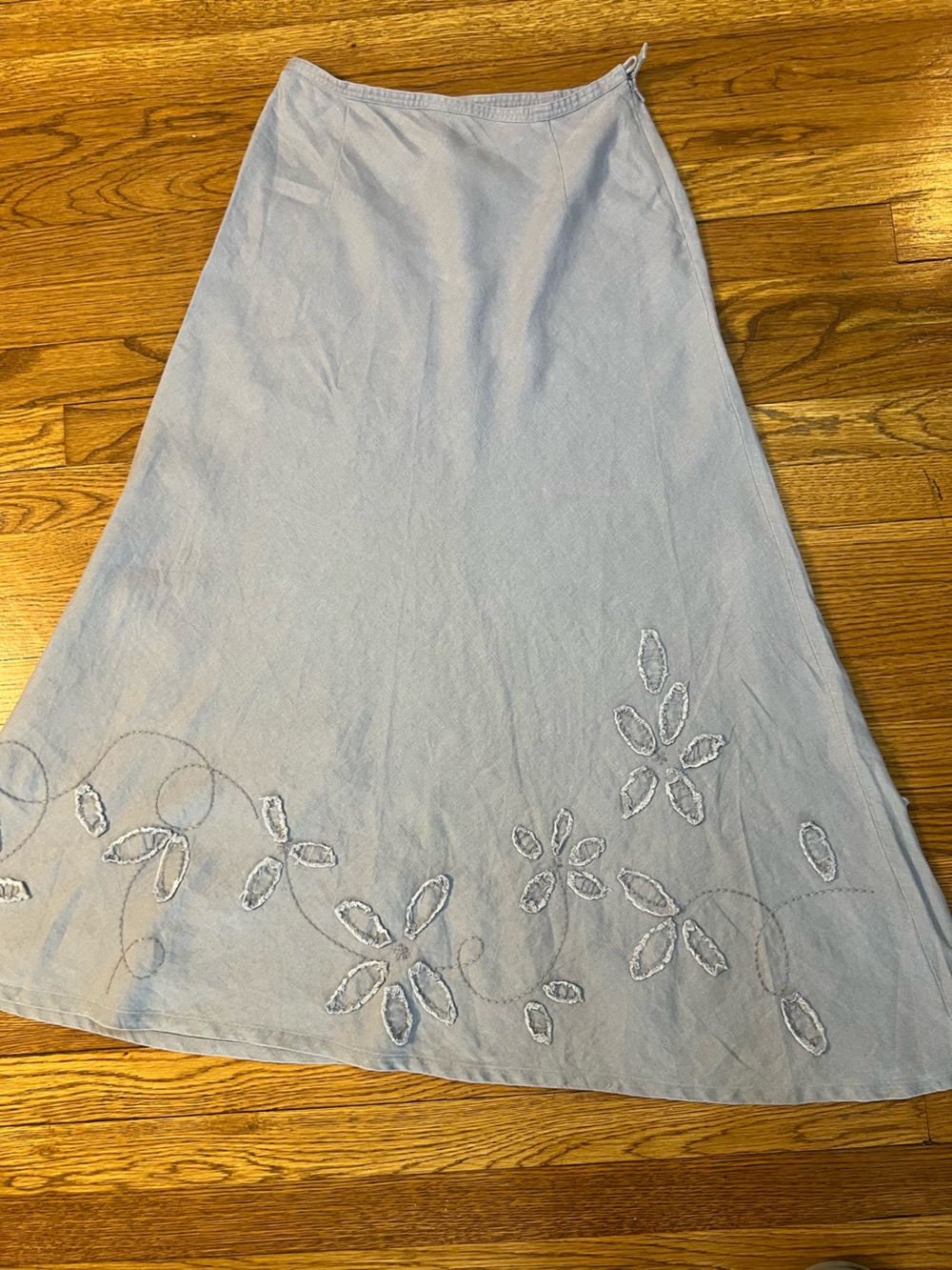 J. Jill Sky Blue Linen-Blend Embroidered Maxi Skirt - Picture 4 of 16
